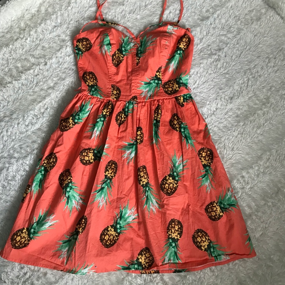 5 FOR $25 - Orange Pineapple Sun Dress